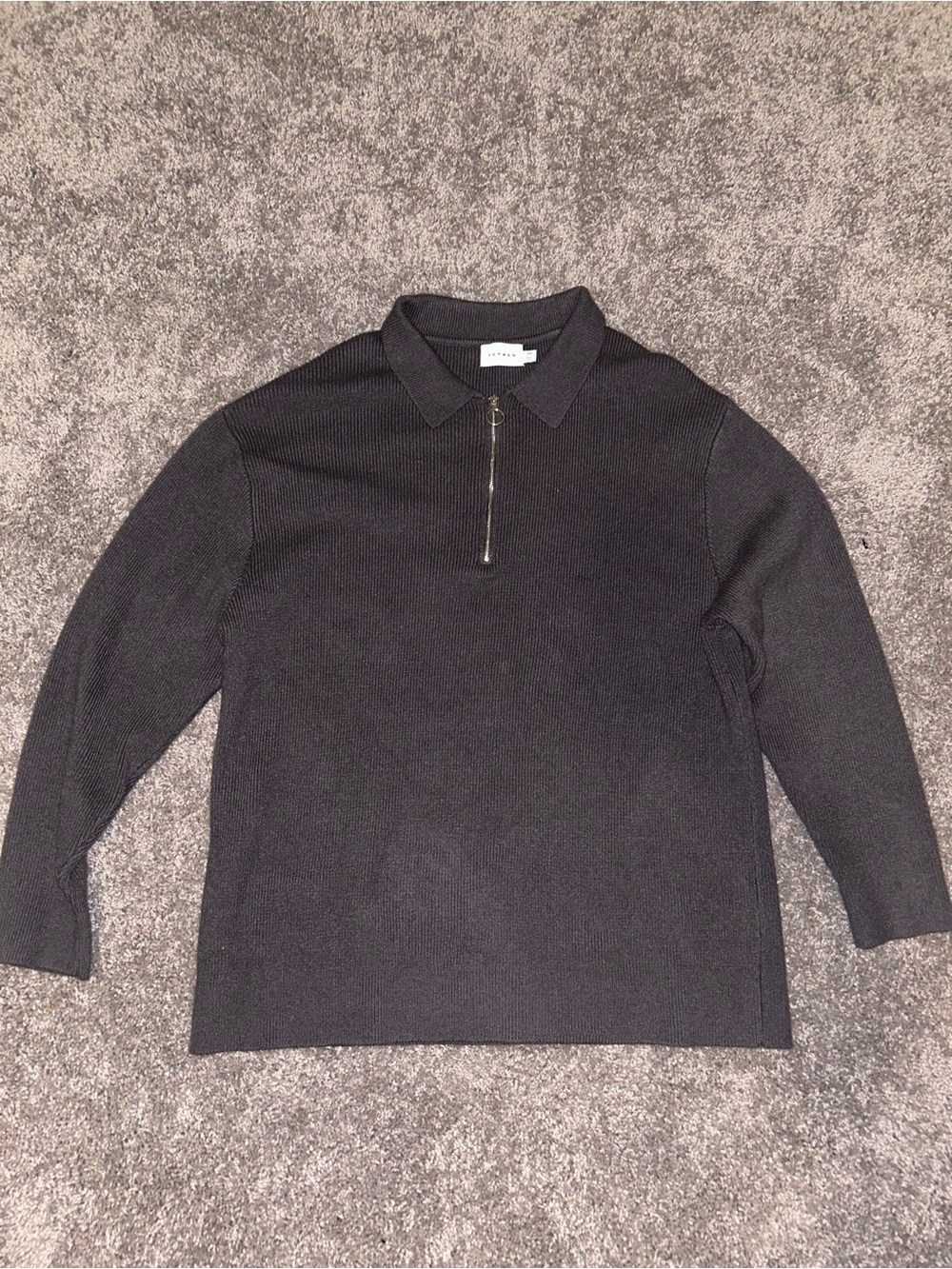 Men's Black Zip Polo Sweater - TopMan